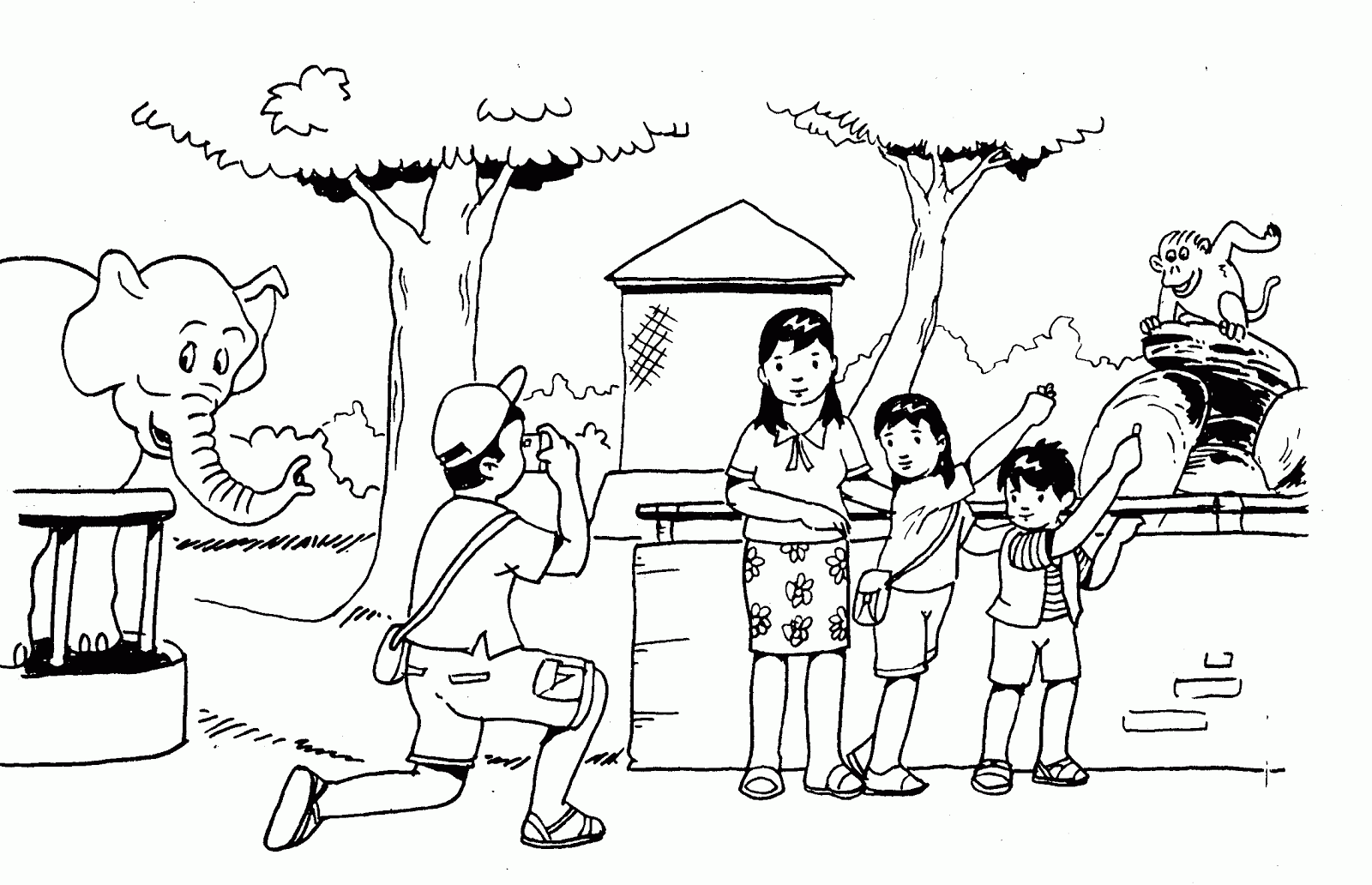 gambar mewarnai kebun binatang 